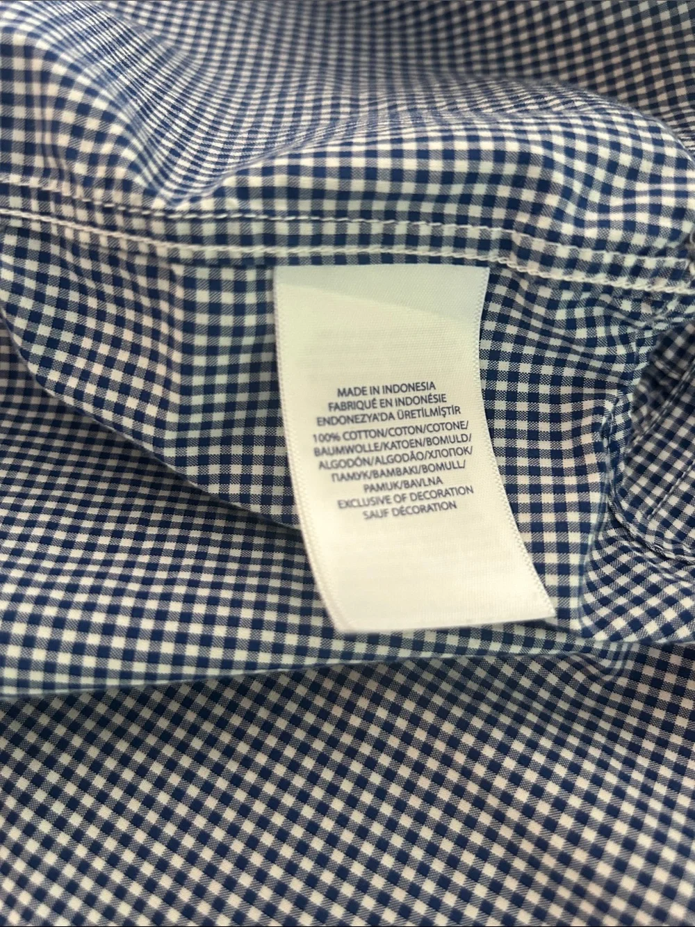 Ralph Lauren Navy and White Gingham Button-Down Shirt